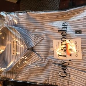 mans shirt 100% cotton, button down blue stripe